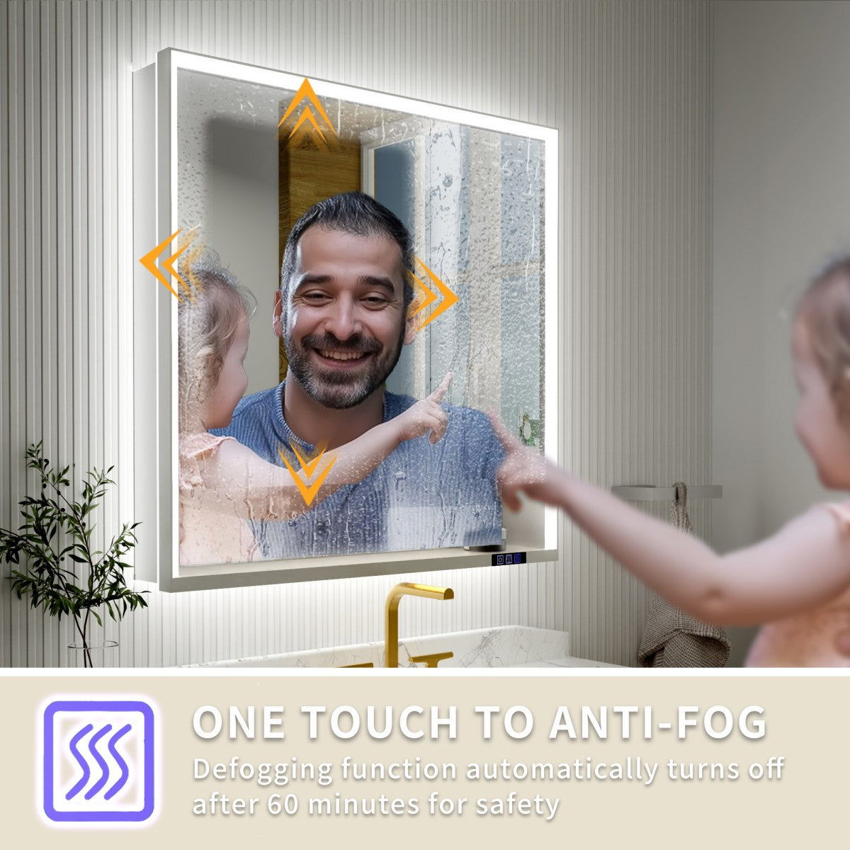 Ample 36" W x 36" H LED Lighted Chrome Medicine Cabinet with Mirror and Shelves for Bathroom Recessed or Surface Mount