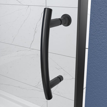 Flexi Showers 56-60" W x 71" H Glass Shower Doos Semi-Frameless,6mm Clear Tempered Glass Panel,Black Finish - ExBriteUSA