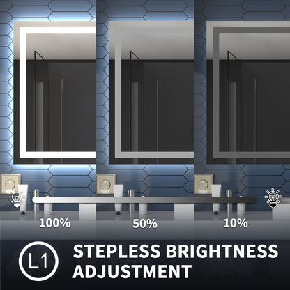 Apex 48" W x 36" H LED Bathroom Light Mirror,Anti Fog,Dimmable,Three Lighting Modes
