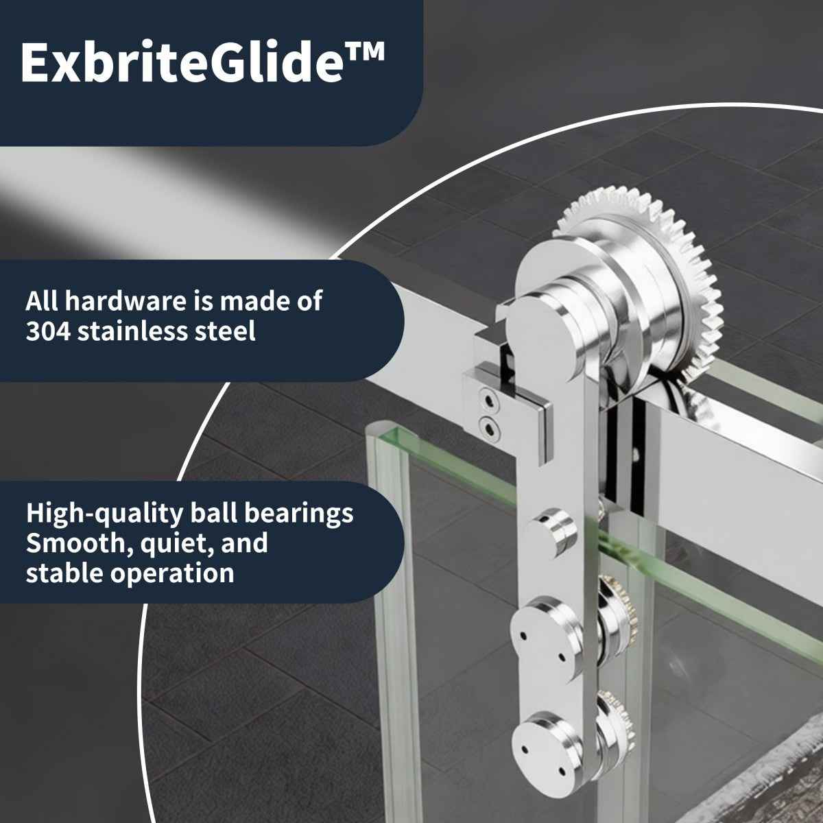 44-48" x 76" Frameless Sliding Shower door,Chrome,Easy clean|ExBrite Elysian-G Series