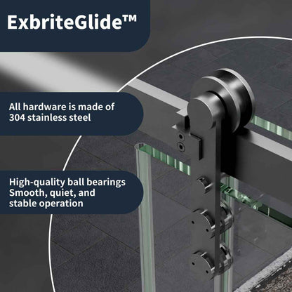 44-48" x 76" Frameless Sliding Shower door,Matte Black,Easy clean|ExBrite Elysian-M Series