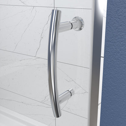 Flexi Showers 56-60" W x 71" H Glass Shower Doos Semi-Frameless,6mm Clear Tempered Glass Panel, Chrome Finish - ExBriteUSA
