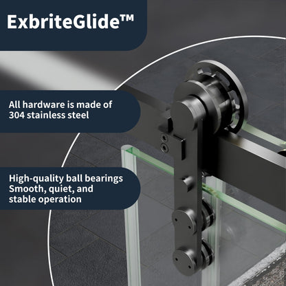 56-60" x 76" Frameless Sliding Shower door,Matte Black,Easy clean,Fixed Glass Left|ExBrite Elysian-F Series