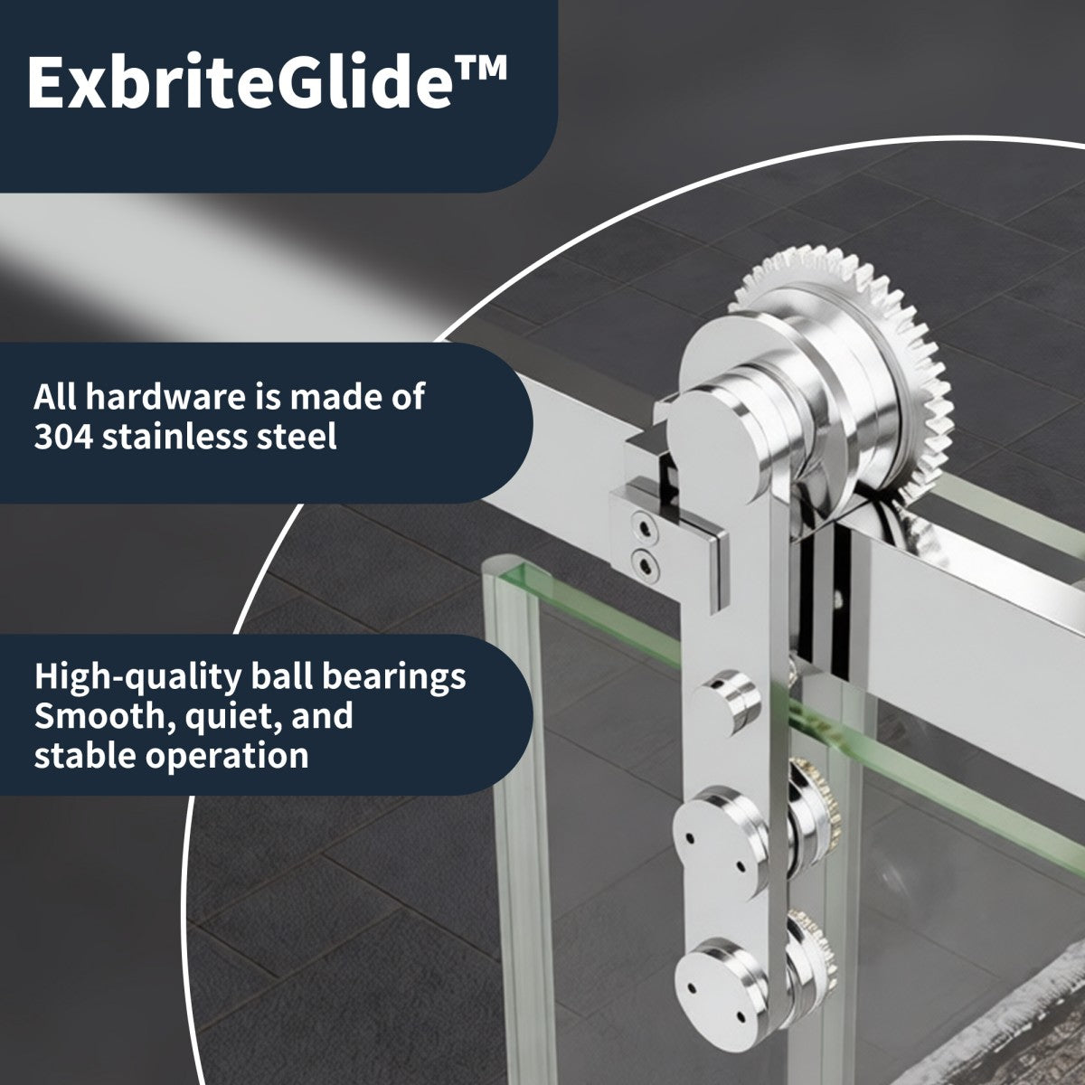 56-60" x 76" Frameless Sliding Shower door,Chrome,Easy clean,Fixed Glass Left|ExBrite Elysian-S Series