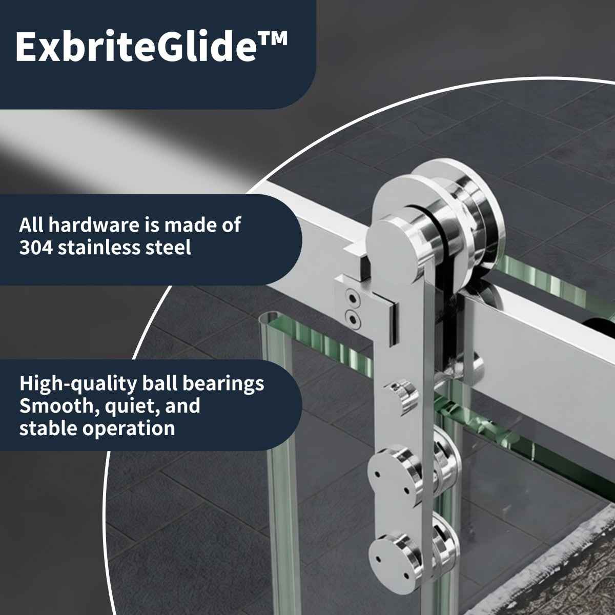 44-48" x 76" Frameless Sliding Shower door,Chrome,Easy clean|ExBrite Elysian-M Series