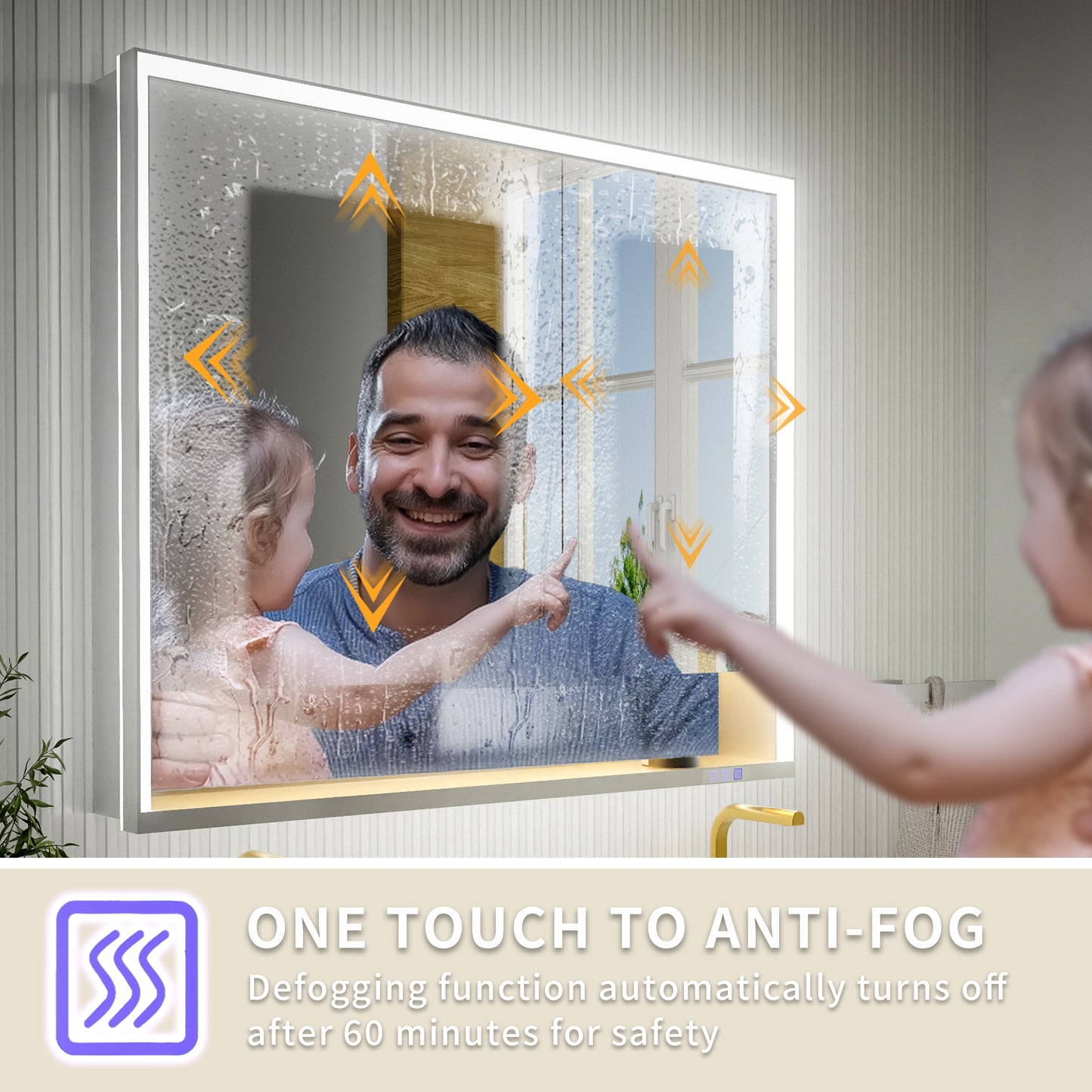 Ample 42" W x 36" H LED Lighted Chrome Medicine Cabinet with Mirror and Shelves for Bathroom Recessed or Surface Mount