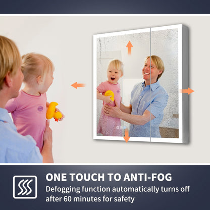 Rim 30" W x 32" H LED Lighted Medicine Cabinet - Recessed or Surface Mount with Outlets & USBs