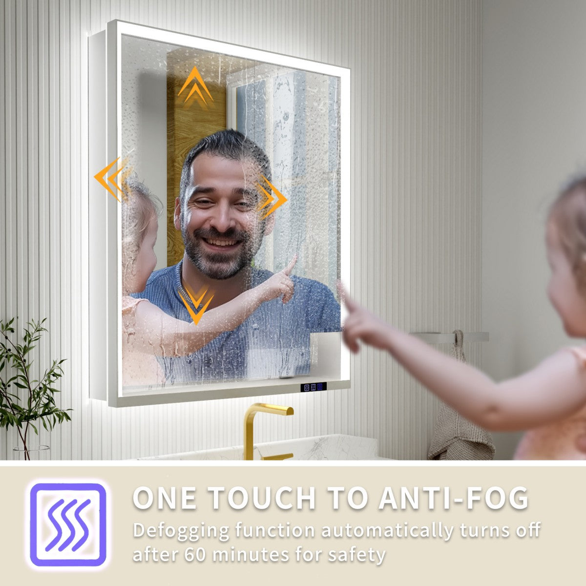 Ample 30" W x 36" H Contemporary Medicine Cabinet with LED Light, Mirror, and Shelves for Bathroom Recessed or Surface Mount