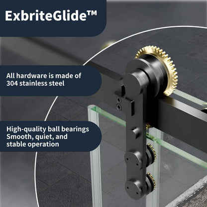 44-48" x 76" Frameless Sliding Shower door,Black Gold,Easy clean|ExBrite Elysian-G Series