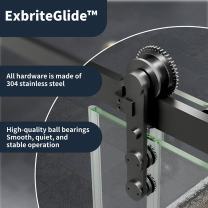 56-60" x 76" Frameless Sliding Shower door,Matte Black,Easy clean,Fixed glass left|ExBrite Elysian-S Series