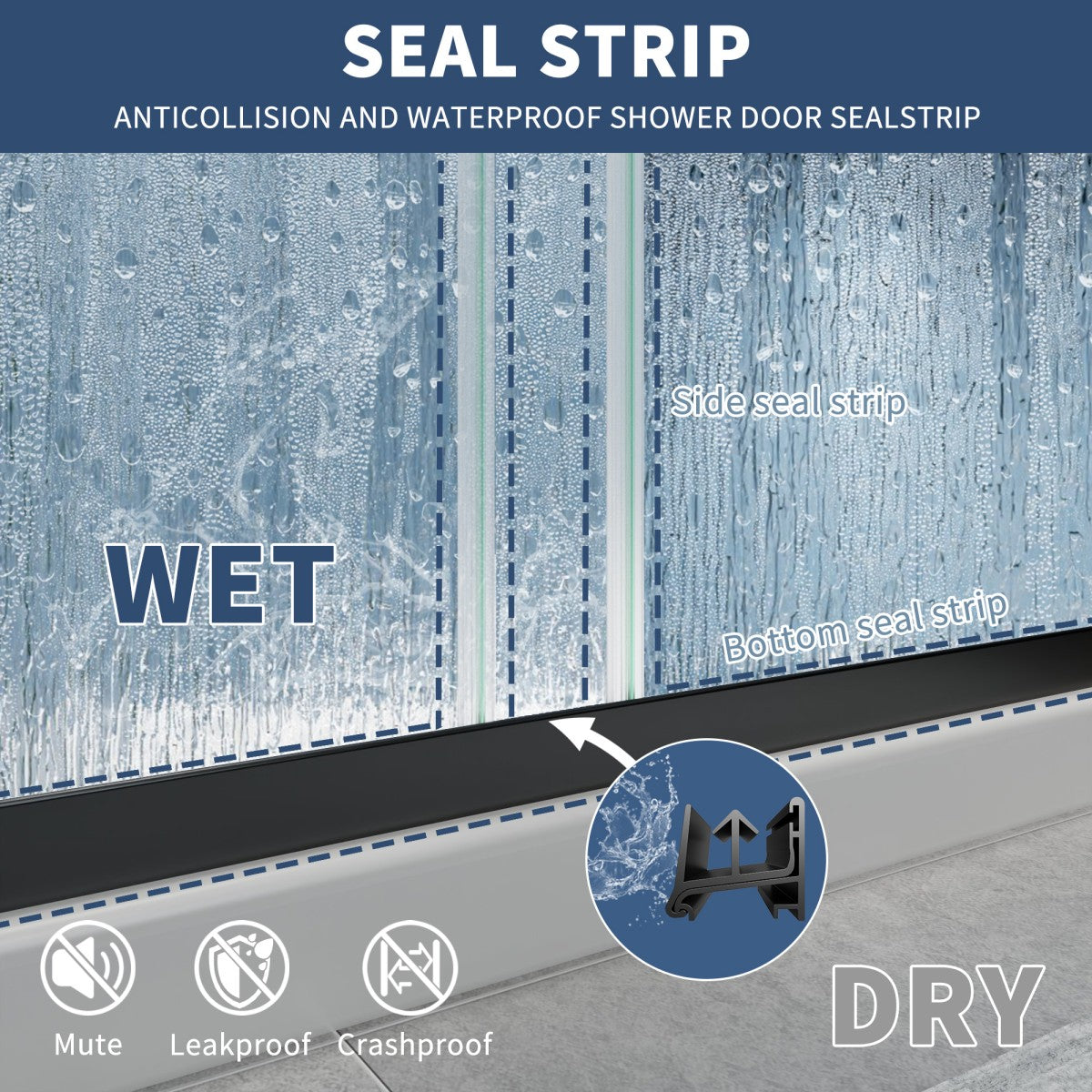 Glide-RA Semi-Frameless Shower Door 56-60 in. W x 70 in. H Bypass Sliding Shower Enclosure,Matte Black,Double Sliding Rain Glass Doors