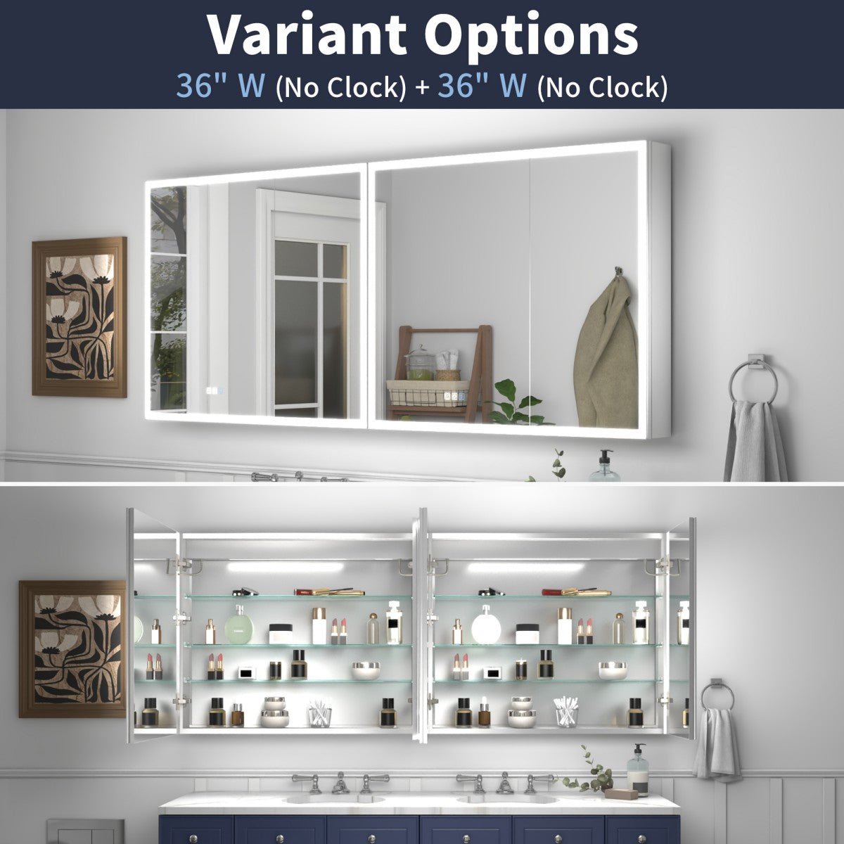 72" Medicine Cabinet | ExBrite Rim 72x30 LED Lighted Cabinet