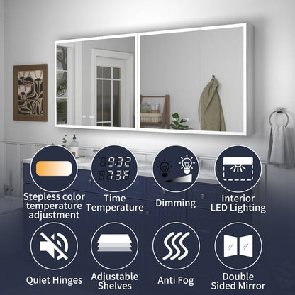 Rim 72 x 30 inch medicine cabinet surface-mount and recessed installation