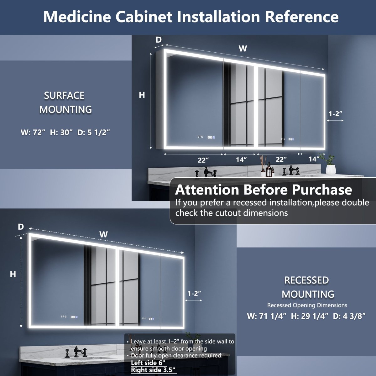 Rim medicine cabinet with high-power outlets and USB charging ports