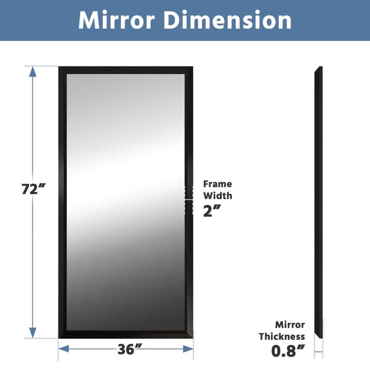 72" x 36" Modern, Elegant Rectangular Wall Mirror with Tempered Glass, Shatterproof, Rust-Resistant Wood Grain Aluminum Frame for Bathroom, Living Room & Hallway| Nolhurst