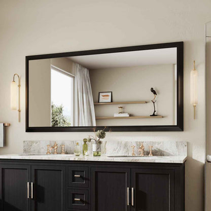 72" x 36" Modern, Elegant Rectangular Wall Mirror with Tempered Glass, Shatterproof, Rust-Resistant Wood Grain Aluminum Frame for Bathroom, Living Room & Hallway| Nolhurst