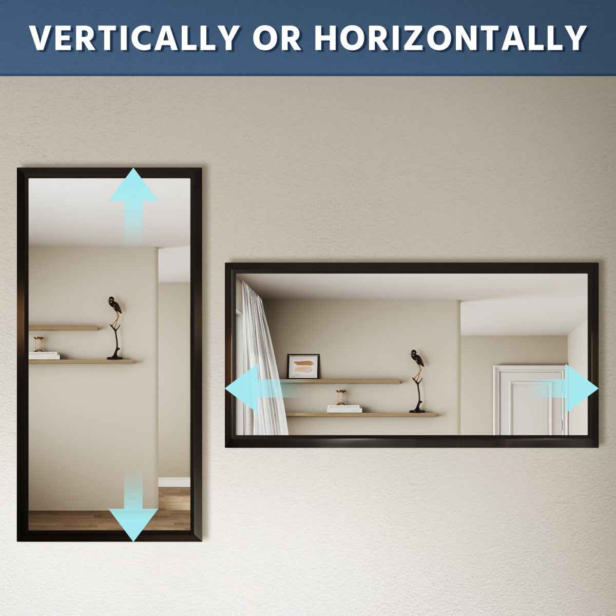 72" x 36" Modern, Elegant Rectangular Wall Mirror with Tempered Glass, Shatterproof, Rust-Resistant Wood Grain Aluminum Frame for Bathroom, Living Room & Hallway| Nolhurst