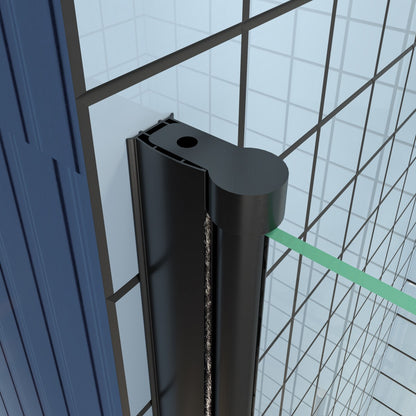 Classy 24-26" W x 72" H Small Clear Glass Shower Door Hinged Pivot Black Install