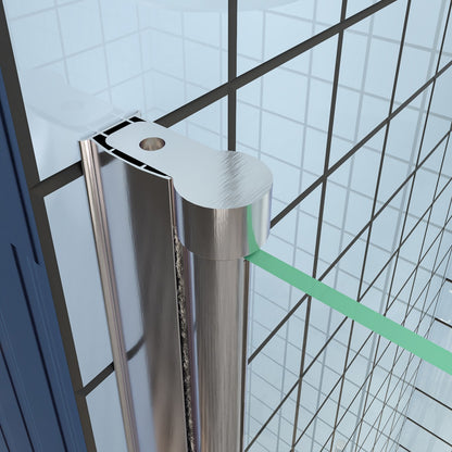 Exbrite Adapt Bifold Shower Door 30-32 in.W x 72 in.H Pivot Swing Shower Doors,Brushed Nickel,Tempered Glass