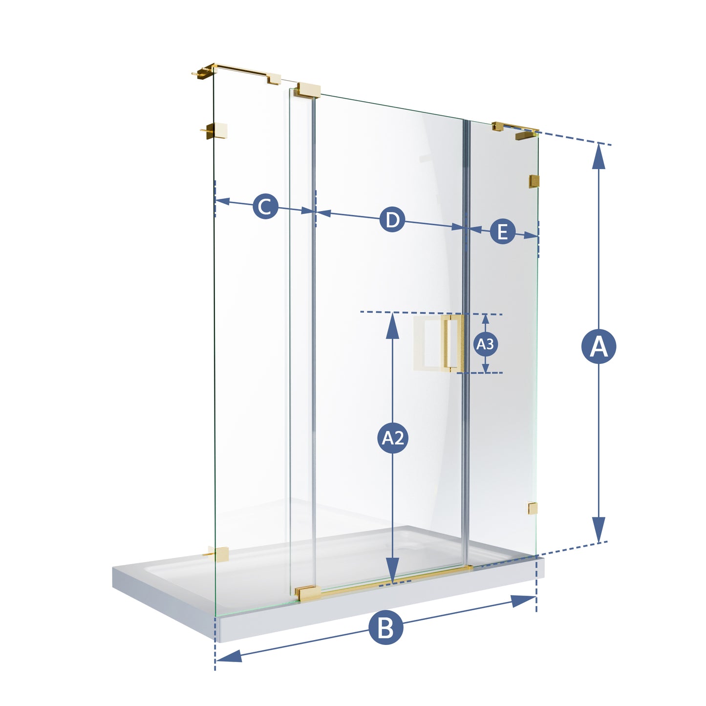 Custom Shower Glass | 10mm Tempered Clear Glass with Easy-Clean Film, Aluminum Frame & 304 Stainless Steel Handles