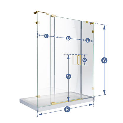 Custom Shower Glass | 10mm Tempered Clear Glass with Easy-Clean Film, Aluminum Frame & 304 Stainless Steel Handles