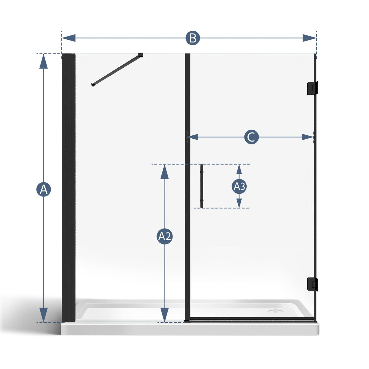 Custom Made Shower Doors | Hinged 10mm SGCC Tempered Glass Enclosure with Customizable Hardware