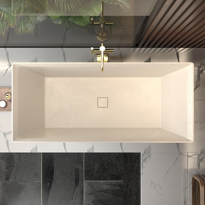 Allsumhome RockR 67" Rectangular Bathtub Freestanding - Stone Touch in Milky Coffee, Scratch-proof, cUPC Certified Freestanding Bath Tubs