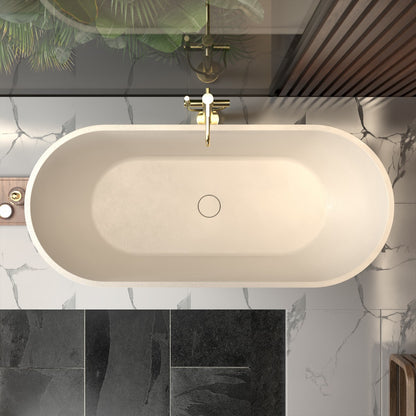 Allsumhome RockX 67" Freestanding Bathtub Modern - Stone Touch in Milky Coffee, Scratch-proof, cUPC Certified Freestanding Bath Tubs