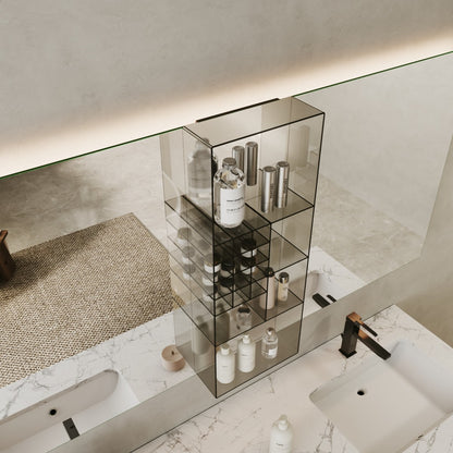 Premium Mirrored Bathroom Organizer Shelf – Elegant Storage for Beauty Essentials
