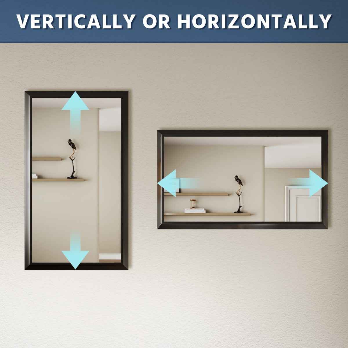 55" x 32" Modern, Elegant Rectangular Wall Mirror with Tempered Glass, Shatterproof, Rust-Resistant Wood Grain Aluminum Frame for Bathroom, Living Room & Hallway| Nolhurst