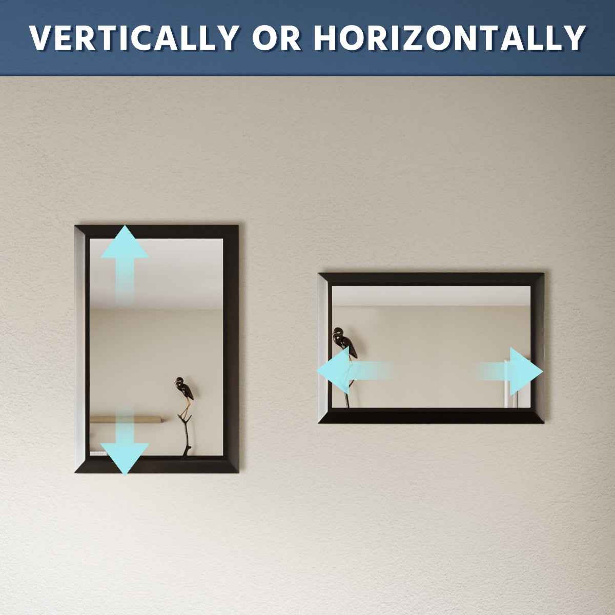 16" x 24" Modern, Elegant Rectangular Wall Mirror with Tempered Glass, Shatterproof, Rust-Resistant Black Frame Aluminum Frame for Bathroom, Living Room & Hallway| Nolhurst