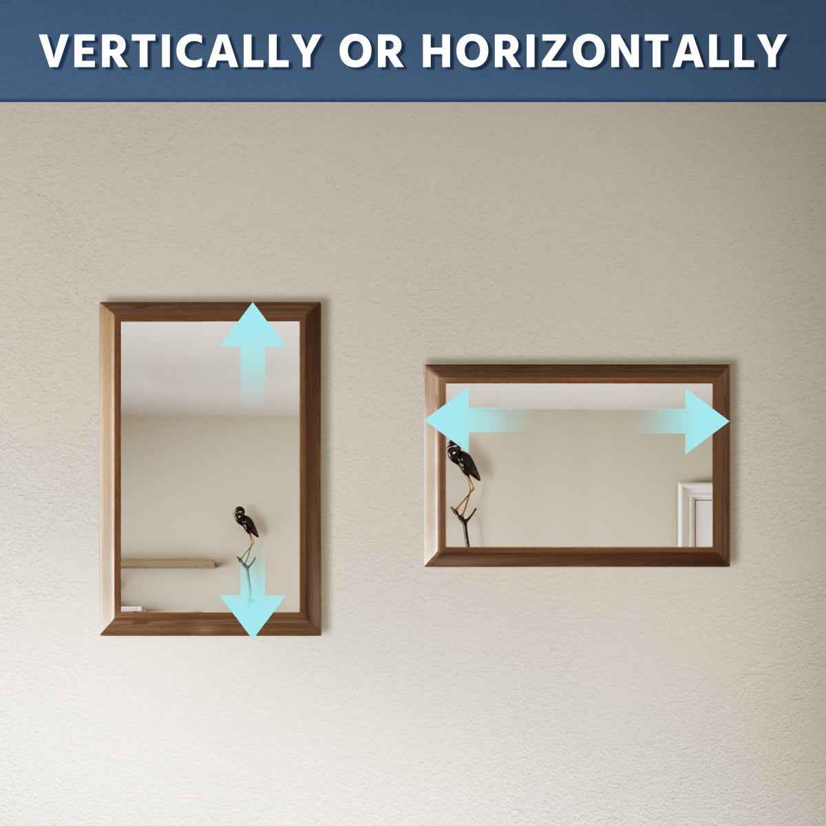 16" x 24" Modern, Elegant Rectangular Wall Mirror with Tempered Glass, Shatterproof, Rust-Resistant Dark Wood Grain Aluminum Frame for Bathroom, Living Room & Hallway| Nolhurst