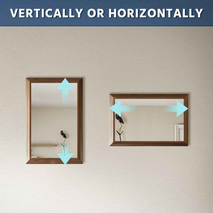 16" x 24" Modern, Elegant Rectangular Wall Mirror with Tempered Glass, Shatterproof, Rust-Resistant Dark Wood Grain Aluminum Frame for Bathroom, Living Room & Hallway| Nolhurst