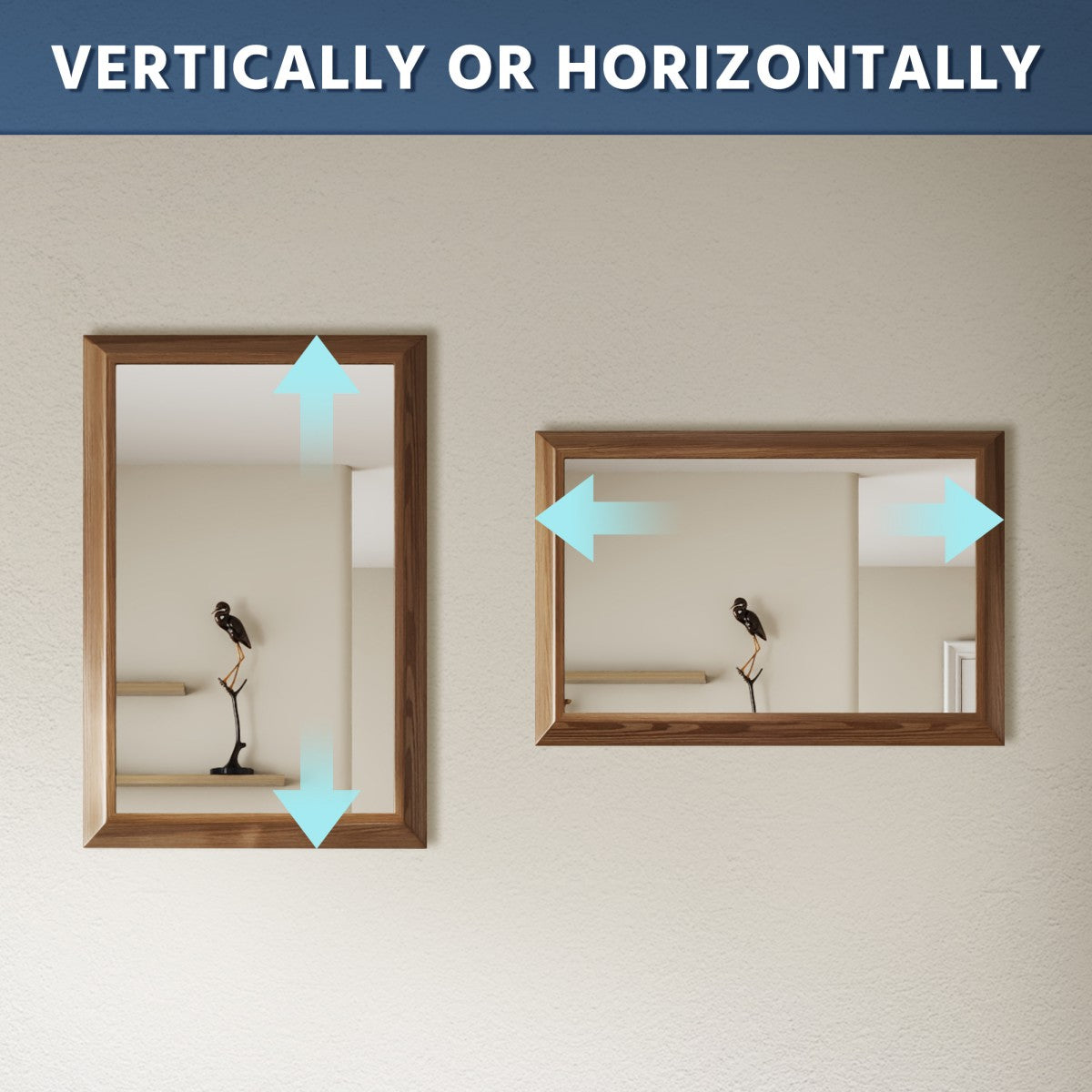 24" x 36" Dark Wood Grain Modern, Elegant Rectangular Wall Mirror with Tempered Glass, Shatterproof, Rust-Resistant Dark Wood Grain Aluminum Frame for Bathroom, Living Room & Hallway| Nolhurst