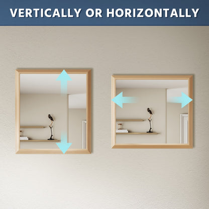40" x 36" Light Wood Grain Modern, Elegant Rectangular Wall Mirror with Tempered Glass, Shatterproof, Rust-Resistant Light Wood Grain Aluminum Frame for Bathroom, Living Room & Hallway| Nolhurst
