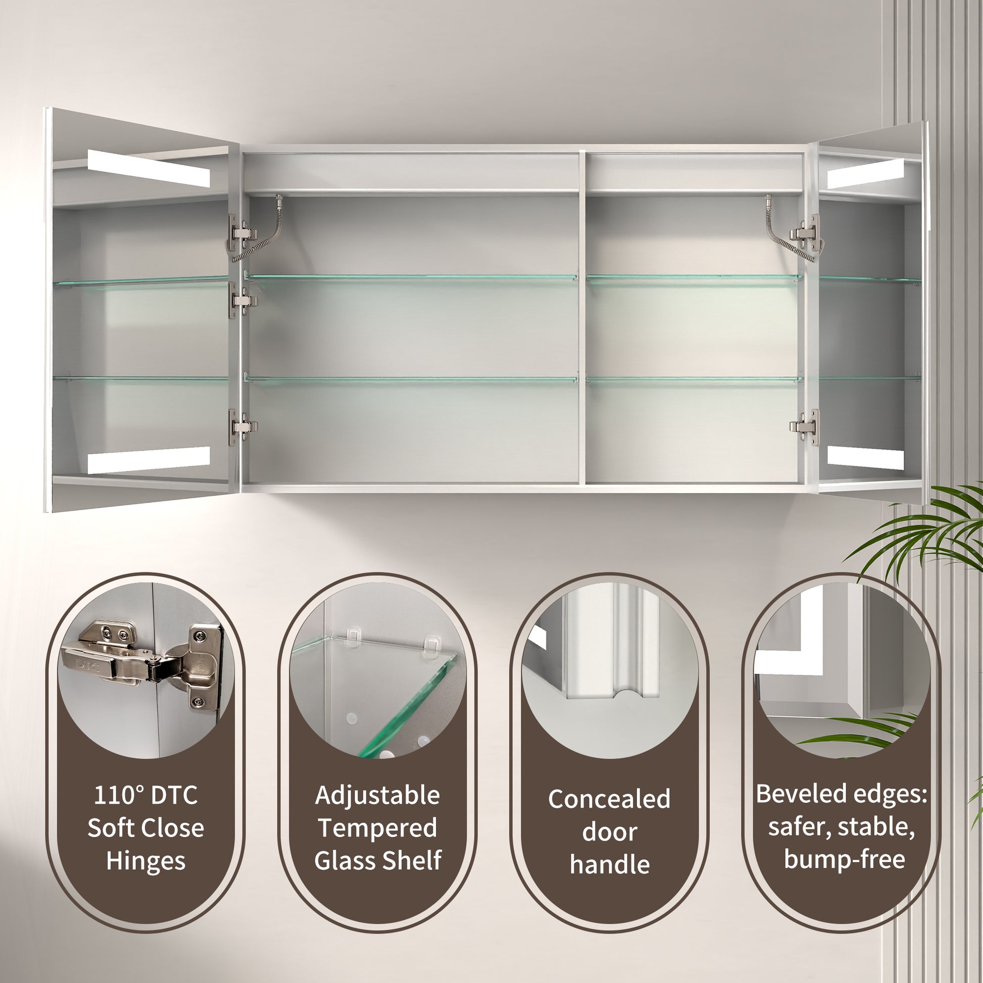 ExBrite 24" x 30" LED Lighted Medicine Cabinet with Adjustable Shelves, Anti-Fog, Beveled Design, Recessed or Surface Mount - ExBriteUSA