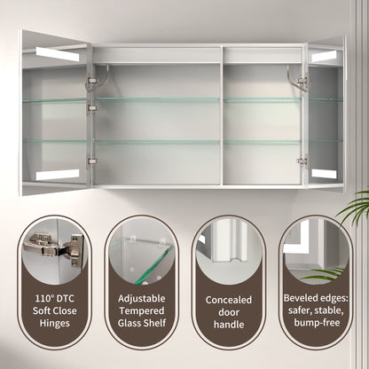 ExBrite 36" x 24" LED Lighted Medicine Cabinet with Adjustable Shelves, Anti-Fog, Beveled Design, Recessed or Surface Mount - ExBriteUSA