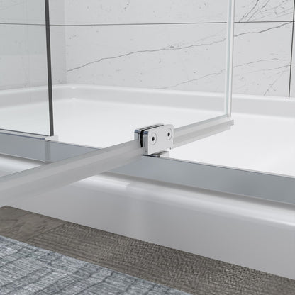 Flexi Showers 56-60" W x 71" H Glass Shower Doos Semi-Frameless,6mm Clear Tempered Glass Panel, Chrome Finish - ExBriteUSA