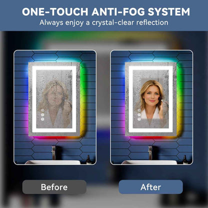 DYLUX 20"x 28"RGB Smart LED Bathroom Mirror–Color Changing Backlit Mirror with Anti-Fog & Dimmable Touch Control