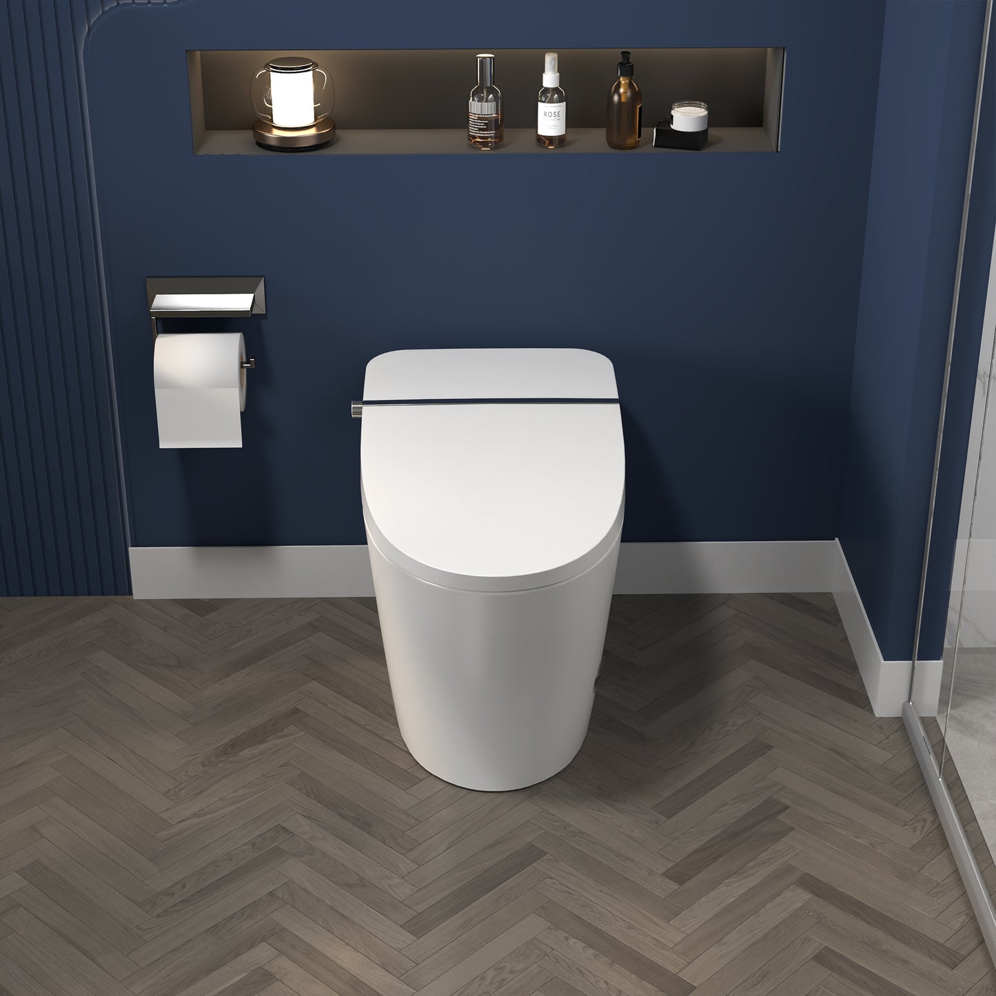 ExBrite Smart Toilet,Bidet with Self-Cleaning Nozzle,Dual Flush 1-1.28 GPF,Clear at room temperature,Knob Control,Power Outage Flushing,Soft Close