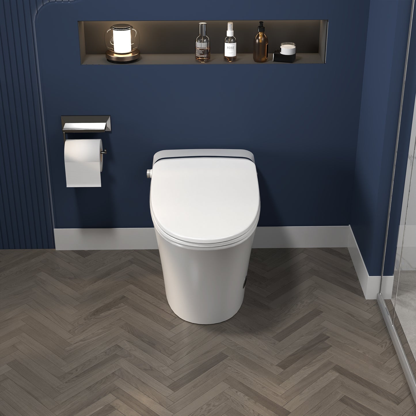 ExBrite Luxury Smart Toilet with Dryer,Warm Water,Elongated Bidet,Heated Seat,Remote Control,Night Light,Power Outage Flushing,Soft Close