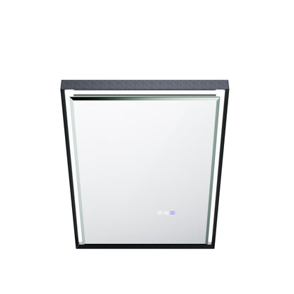 Verloar 22" W x 34" H Dimmable Lighted Bath Mirror with Light, Anti Fog and Matte Black Frame