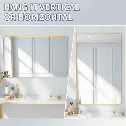 Noir 20" x 28" Gold Framed Rectangular Bathroom Mirror