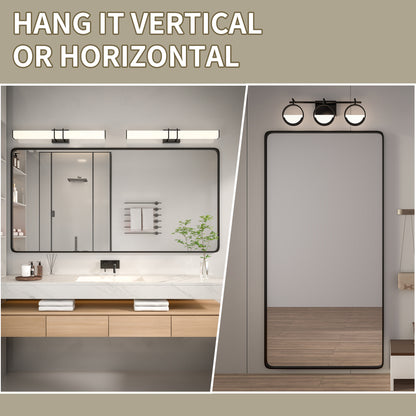 Noir 36" x 36" Vanity Mirror – Modern, Elegant, Rectangular Wall Mirror with Tempered Glass, Shatterproof, Rust-Resistant, Matte Black Frame for Bathroom, Living Room & Hallway