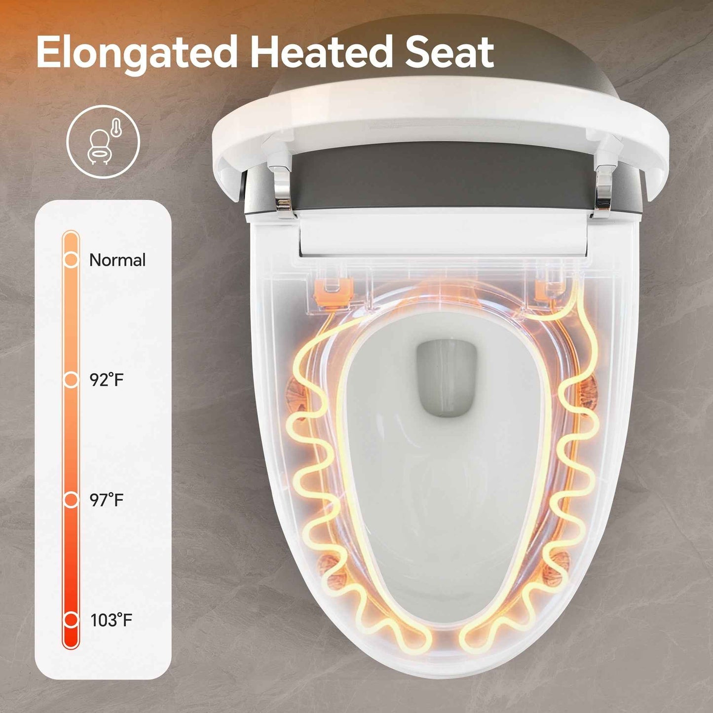ADA Height Smart Bidet Toilet, Heated Seat, Auto Flush, Warm Air Dryer, Multiple Wash Modes, Powerful 1000g MAP Flush