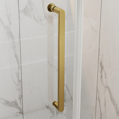 47-48" x 74" Pivot Frameless Shower Door,Brushed Gold,Easy clean|ExBrite Valor Series