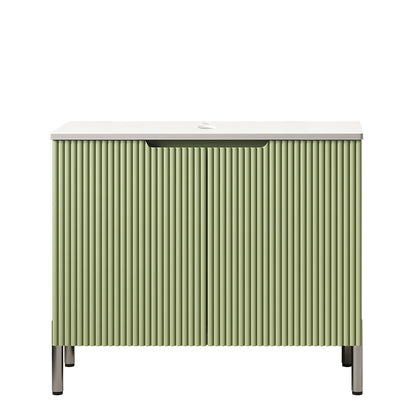 Exbrite 30" Freestanding Carrara White Artificial Stone Countertop and Green Cabinet with Two Doors, NO Basin, NO Faucet and Sink Cover|TURIO