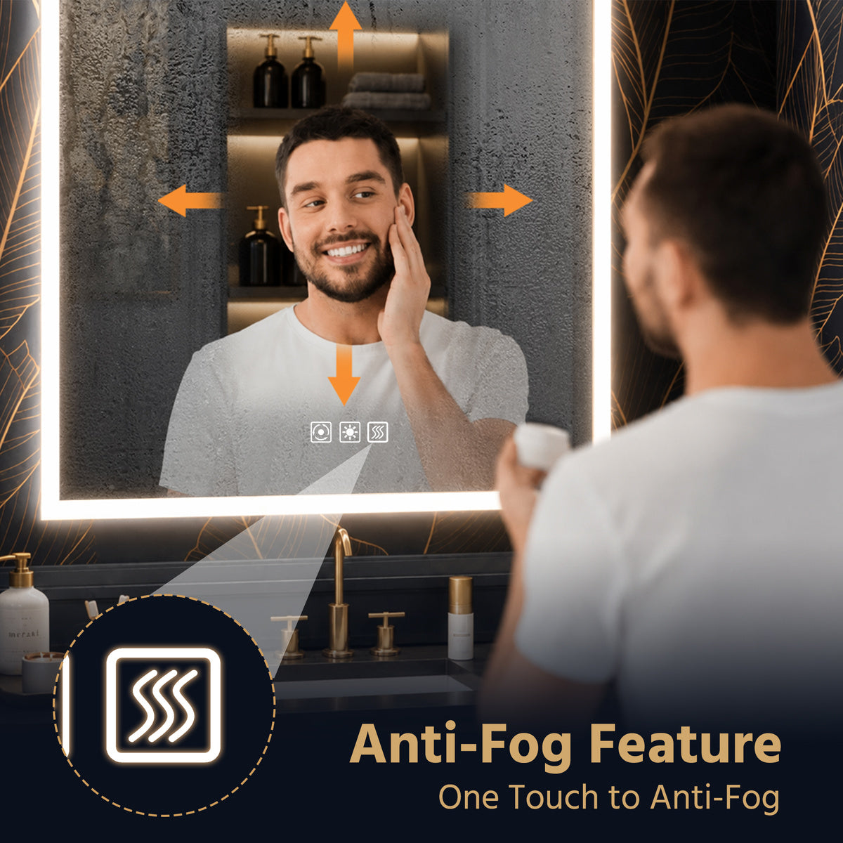 Solen 40" x 32" Frameless Rectangular Lighted Vanity Mirror with Anti-Fog and Bright LED Lighting Bathroom mirror