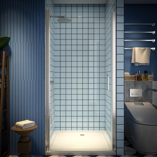Classy 36-38" W X 72" H Pivot Semi-Frameless Glass Shower Door Nickel