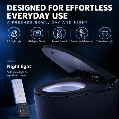 ExBrite Smart Pro ADA Height Smart Bidet Toilet with Auto Open & Close, Foam Shield, UV Sterilization, Heated Seat and Built-In Pump
